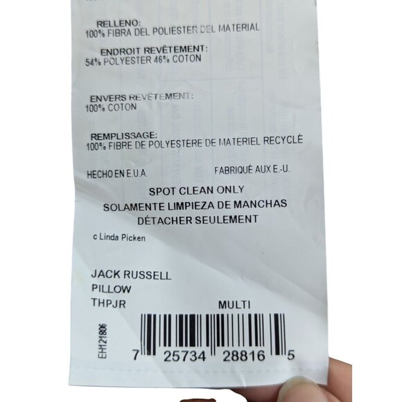 Jack Russell Dog Tapestry Throw Pillow By Linda Picken 18"x13" Polyester & Cotto - Picture 4 of 4